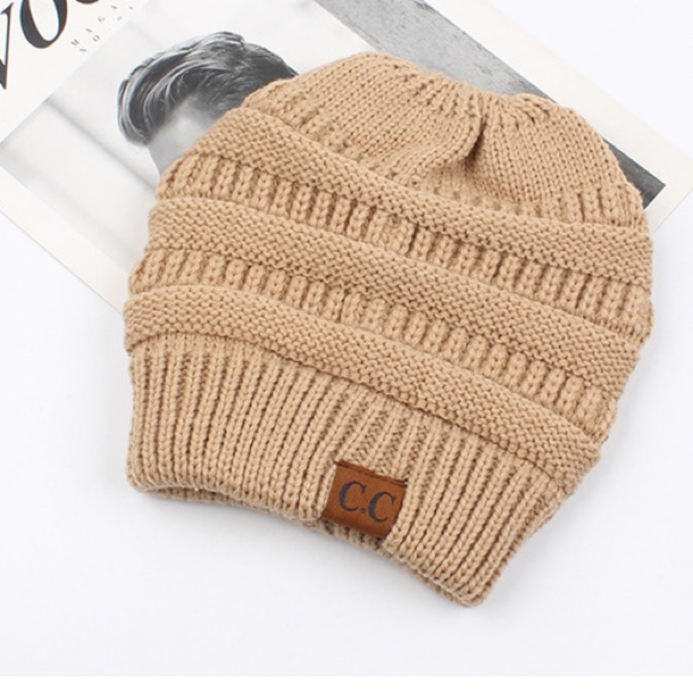 NEW TAN colored knitted beanie